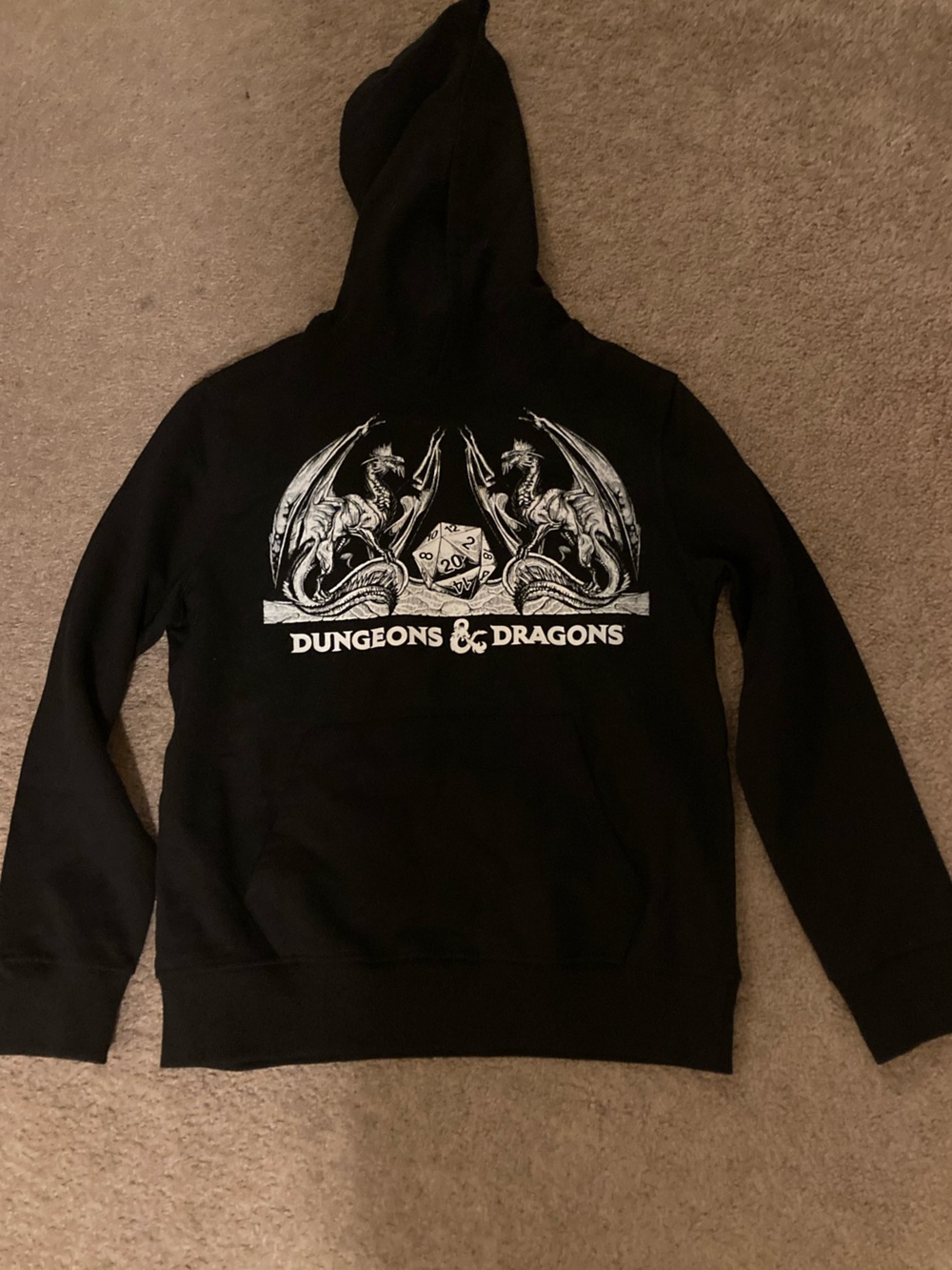 Dungeons & Dragons Kids Black Pullover Hoodie with Dragon Graphic